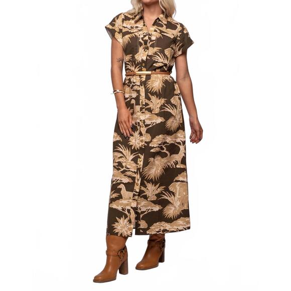 NEW ANNA CATE iva midi dress in khaki safari